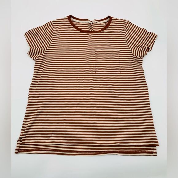 REI | rust and cream Striped Women's pocket Top | medium - Picture 1 of 6